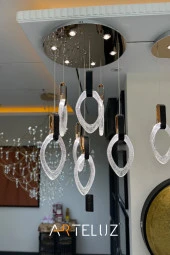 ARTELUZ Luxury Deri Detaylı Model Modern Avize thumbnail 1