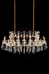 ARTELUZ Maria Theresa L16x1400 Sarı Kristal Taşlı Avize, Camlı Avize, Kollu Avize, Kristal Avize - 1