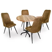Indigo Werzalit Yuvarlak - Çırağan Masa Takımı (90 cm çap) - Indiana Wood Kahve - 1