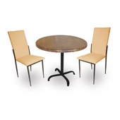 Indigo Werzalit Yuvarlak - Gözde 2li Masa Takımı (70 cm çap) - Antik Dark Kapiçino - 1