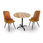 Indigo Werzalit Yuvarlak - Çırağan 2li Masa Takımı (90 cm çap) - Indiana Wood Kiremit - 1
