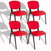 Form Ofis ve Toplantı Sandalyesi (4 Adet) - Kırmızı - 1