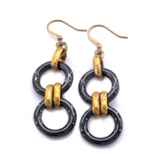 Çelik Halka Küpe Çift Renk Halkalı Tasarım Küpe UNK-572 thumbnail 5