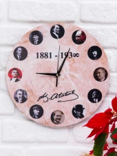 Deep Craft Dekoratif Ahşap Duvar Saati Salon,Ofis,Büro,Ev Şık Tasarım-Her Saat Atatürk - 1