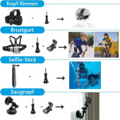GoPro Hero 12/11/10/9 su geçirmez koruyucu kılıf su geçirmez şnorkel  selfie çubuğu kafa kayışı - 4