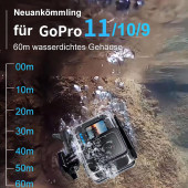 GoPro Hero 12/11/10/9 su geçirmez koruyucu kılıf su geçirmez şnorkel  selfie çubuğu kafa kayışı - 6