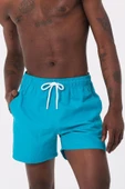Turkuaz Su İtici Özellikli Düz Renk Basic Erkek Plaj Deniz Şort Mayo - DG300-Turkuaz thumbnail 1