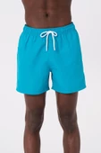 Turkuaz Su İtici Özellikli Düz Renk Basic Erkek Plaj Deniz Şort Mayo - DG300-Turkuaz thumbnail 4