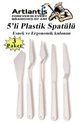 Plastik Spatül 5 Li Set Resim Ve Heykel Plastik Spatula Esnek Plastik Palet Bıçağı 3 Paket - 1