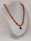 Ametist Taşlı Rudraksha Tohum Kolye Dolama Bileklik 8mm (49722) - 2