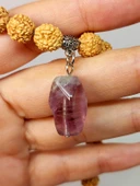 Ametist Taşlı Rudraksha Tohum Kolye Dolama Bileklik 8mm (49718) - 3