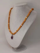 Ametist Taşlı Rudraksha Tohum Kolye Dolama Bileklik 8mm (49718) - 4