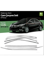 Toyota Corolla  Uyumlu Krom Cam Çerçevesi Ithal 8 Parça (2013-2018 Modeller Arası) - 1