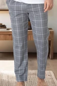 Mecit 3003 Erkek Gri Ekoseli Tek Pijama Altı - 1