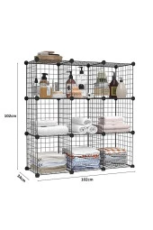 9 Bölmeli Tel Küp Çok Amaçlı Organizer Raf Siyah 33cm Mutfak, Oyuncak, Kiler, Depolama Rafı - 5