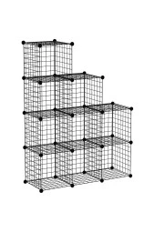 9 Bölmeli Tel Küp Çok Amaçlı Organizer Raf Siyah 33cm Mutfak, Oyuncak, Kiler, Depolama Rafı - 6