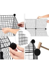 9 Bölmeli Tel Küp Çok Amaçlı Organizer Raf Siyah 33cm Mutfak, Oyuncak, Kiler, Depolama Rafı - 8