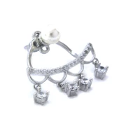 Çelik Sallantılı Küpe Zirkon Taşlı Kulak Altı Model UNK-775 thumbnail 4