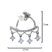 Çelik Sallantılı Küpe Zirkon Taşlı Kulak Altı Model UNK-775 thumbnail 3