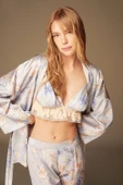 Pijama Takım 1504 Pantolon Büstiyer Sabahlık 3'lü Takım - 1