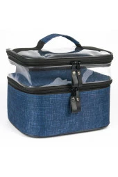 Makyaj Bakım Seti Çantası Çok Fonksiyonlu Çift Bölmeli Şeffaf Makyaj Çantası - 2