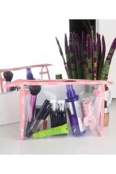 Kadın Makyaj Çantası 3 Lü Makyaj Organizer Düzenleyici Seyahat Çantası Fermuarlı Cüzdan - 4