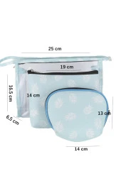 Kadın Makyaj Çantası 3 Lü Set Makyaj Organizer Düzenleyici Seyahat Çantası Fermuarlı Cüzdan - 5