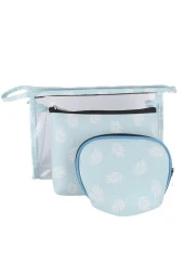 Kadın Makyaj Çantası 3 Lü Set Makyaj Organizer Düzenleyici Seyahat Çantası Fermuarlı Cüzdan - 6