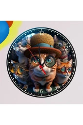 Çocuk Odası Duvar Saati Kedi Temalı Duvar Saati Ve Kedi Temalı Duvar Süsleri - 1
