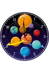 Çocuk Odası Gezegen Model Temalı Duvar Saati Dekoratif Çocuk Odası Duvar Saati - 1