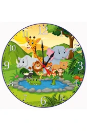 Çocuk Odası Duvar Saati Hayvanat Bahçesi Model Duvar Saati Ve Hayvan Temalı Duvar Süsleri - 1