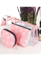 Kadın Makyaj Çantası 3 Lü Makyaj Organizer Düzenleyici Seyahat Çantası Fermuarlı Cüzdan - 1