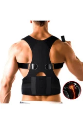 Kamburluk Önleyici Omuz Dik Duruş Korsesi Unisex Siyah Kemerli Ayarlanabilir Korse - 1