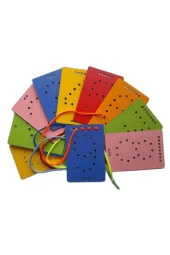 Montessori Eğitici Eğlenceli Delikli Ip Geçirmeli Rakam Renk Öğrenme Seti El Göz Beceri Temelli - 3