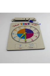 Saat Öğrenme Seti Ingilizce Yaz-sil Saat Eğitim Seti Ahşap Saat Öğrenme Standı - 4