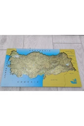 Ahşap 3 katlı Türkiye Haritası Puzzle Eğitici Ahşap Set Sök Tak Şehir/Bölgeler/Fiziki Puzzle Harita - 4