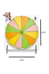12 Bölmeli Çarkıfelek Oyunu 50 cm Çapında Karışık Renkli Yazılıp Silinebilen Eğitim Oyunu - 1