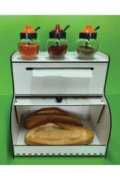 Ekmeklik, Havlu Peçetelik, Baharatlık Rafı, Dekoratif Baskılı Hediyelik Ekmek Sepeti Ekmek Kutusu - 3