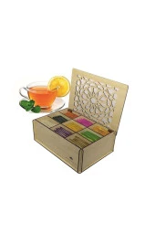 Ahşap Çay İkram Kutusu Teabox Bitkisel Çay Kahve Kutusu Hediyelik Kutu 45 Çay Dahil - 2