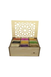 Dekoratif Hediyelik 9 Bölmeli Ahşap Çay Kutusu Poşet Bitki Çayı Saklama Kutusu Tea Box-akçaağaç - 1