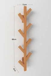 Duvara Monte Ahşap Elbise Askısı Portmanto Askılık Dekoratif Askı Askılık Natural Elbise Askısı - 2