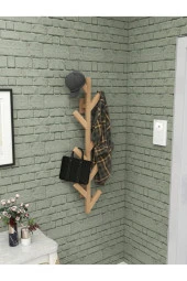 Duvara Monte Ahşap Elbise Askısı Portmanto Askılık Dekoratif Askı Askılık Natural Elbise Askısı - 1