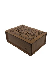 9 Bölmeli Ahşap Çay Kutusu, Teabox,bitkisel Çay Kahve Kutusu-45 Adet Çay Dahil Ceviz Renk - 3