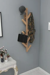 Dekoratif Doğal Ahşap Elbise Askısı Portmanto Askılık 1 Adet - 2