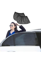 Araba Araç 2 Adet Yan Cam Perdesi Güneşlik Gölgelik Güneş Koruyucu Arka Koltuk Perde Emzirme Örtüsü - 6