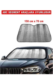Oto Araba Güneşliği Oto Ön Cam Güneşliği Parlak Metalize Katlanabilir Güneş Önleyici Perde 150x70cm - 1