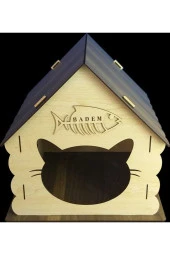 Ahşap Kedi Evi Yatağı Kulübesi Yuvası Evcil Hayvan Kedi Köpek Evi Yuvası Mama Kablı - 3