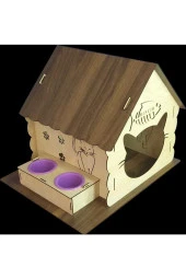 Ahşap Kedi Evi Yatağı Kulübesi Yuvası Evcil Hayvan Kedi Köpek Evi Yuvası Mama Kablı - 6