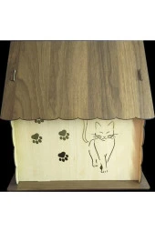 Ahşap Kedi Evi Yatağı Kulübesi Yuvası Ve Mama Su Kabı Evcil Hayvan Kedi Köpek Evi Yuvası - 4