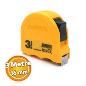 Şerit Metal Bükülebilir Metre 3 m x 16 mm Sarı Renk Düğmeli Ölçüm Ölçme Plastik Kasalı thumbnail 1